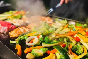 Fresh vegetables cooked during an Arizona hibachi event