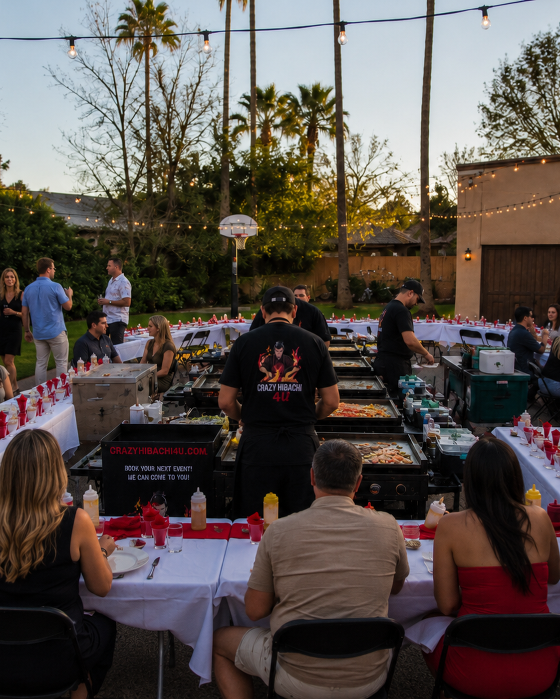 Large outdoor hibachi catering event in Arizona