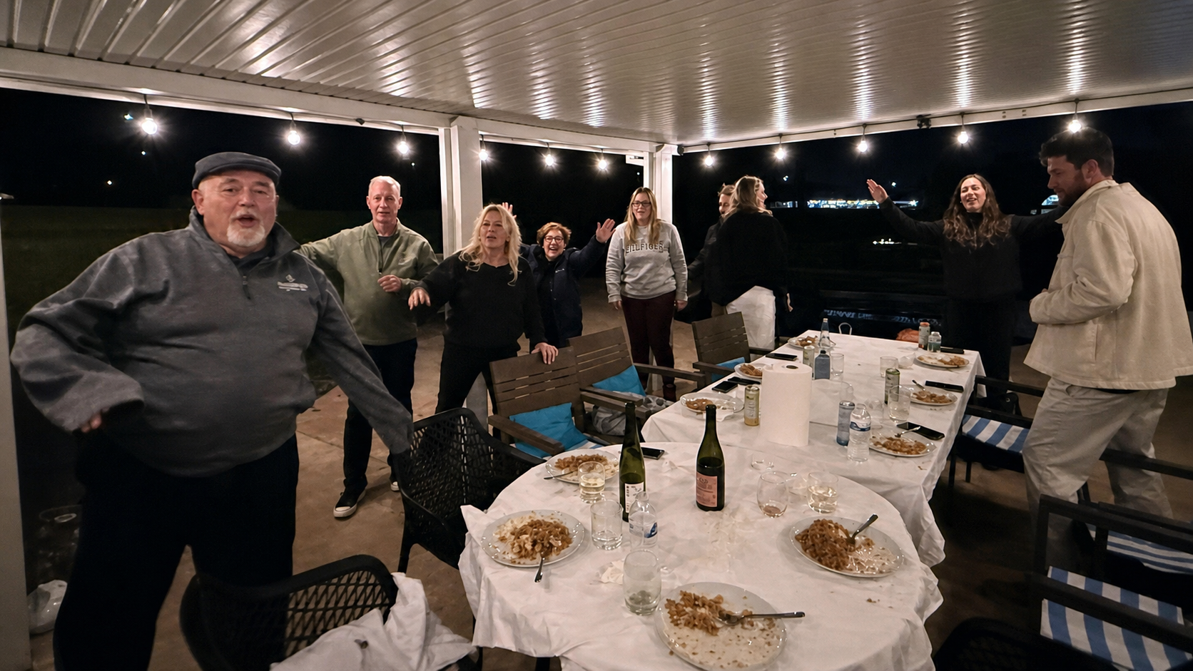 Large Gilbert group celebrating together after a private hibachi catering event