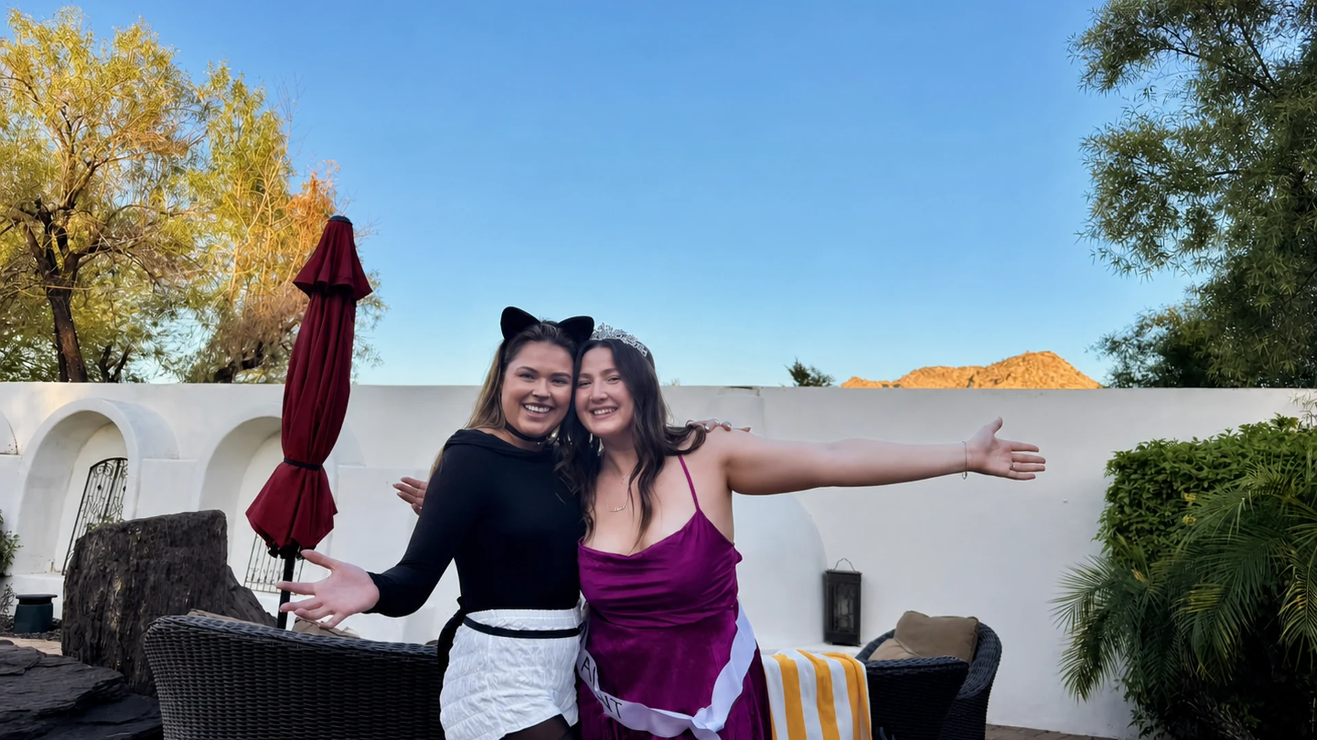 Bride-to-be and friend posing together during a private celebration
