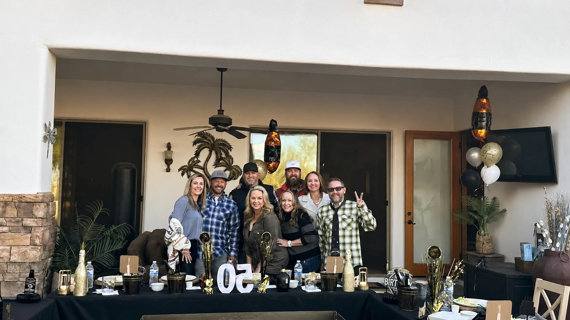 Guests celebrating after Kingman hibachi at home